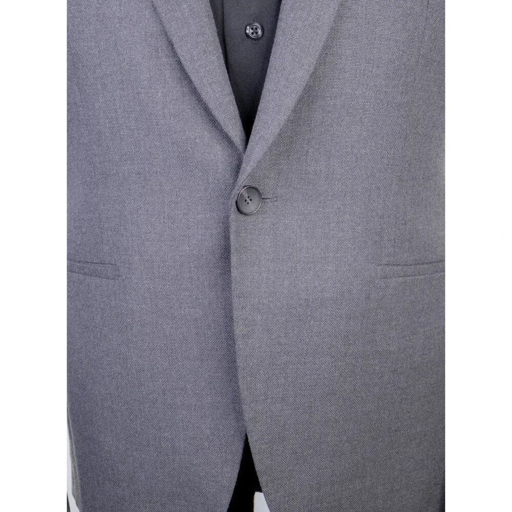 Zara Bazer Mens Sz 38 Solid Gray One Button Sport Coat Jacket Blazer Poly Blend